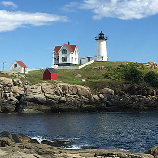 HD wallpaper: nubble, lighthouse, maine, coast, ocean, atlantic, sky ...