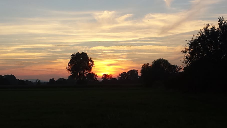 Sunset, Landscape, Nature, silhouette, sky, tranquil scene HD wallpaper