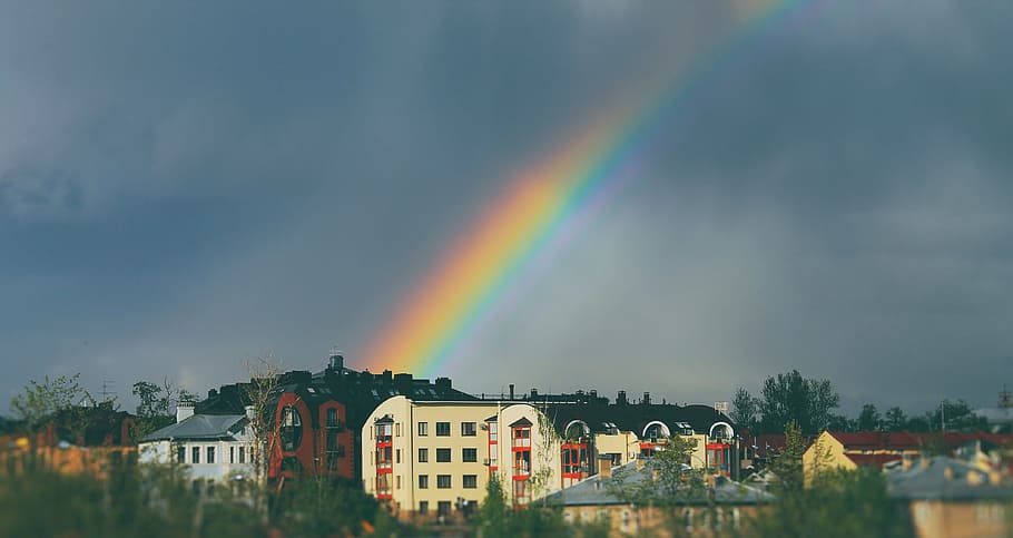 architecture, building, infrastructure, sky, cloud, rainbow HD wallpaper