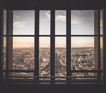 glass window with brown frame, architecture, building, infrastructure HD wallpaper