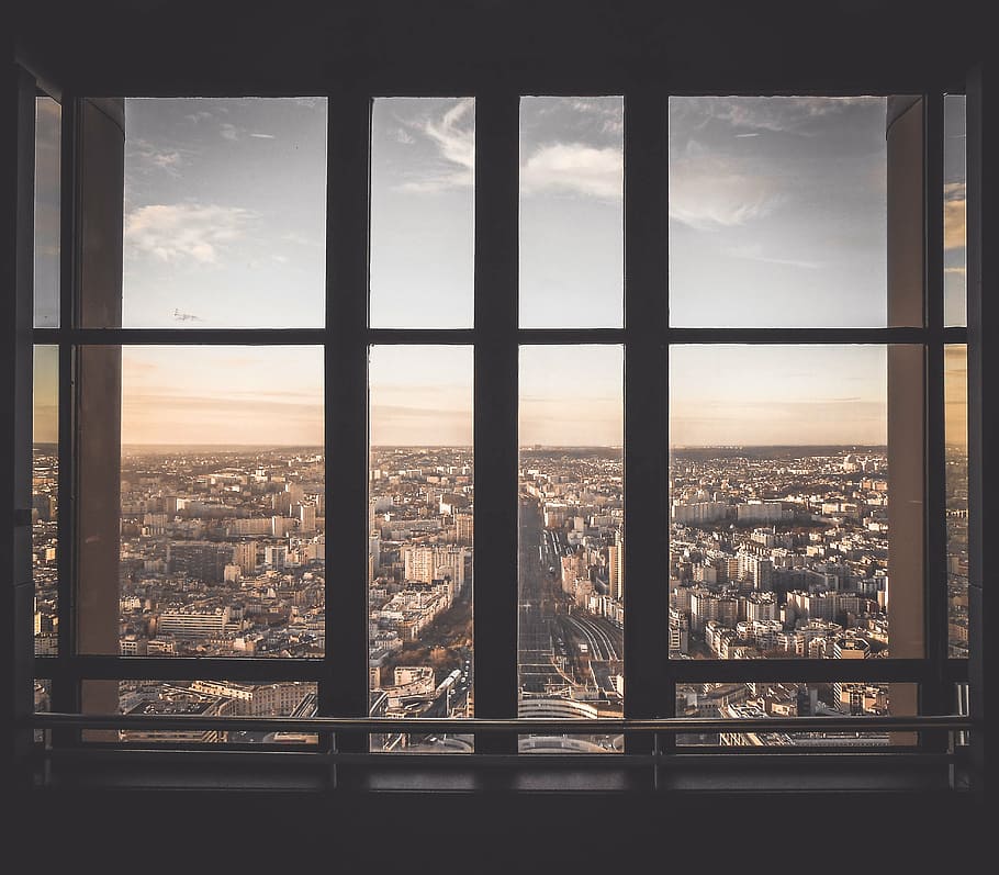 glass window with brown frame, architecture, building, infrastructure HD wallpaper