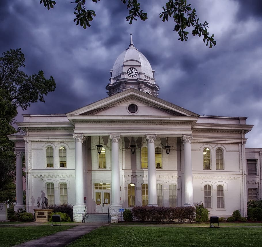 courthouse, alabama, building, architecture, sunset, sky, clouds HD wallpaper