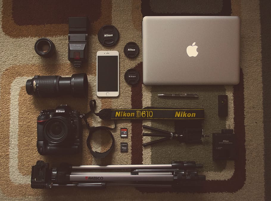 camera, gear, objects, photography, technology, macbook, photography themes HD wallpaper