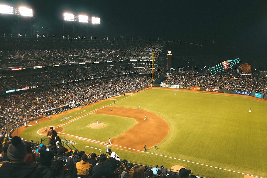 A Giant’s ballgame., aerial photography of ballpark, field HD wallpaper