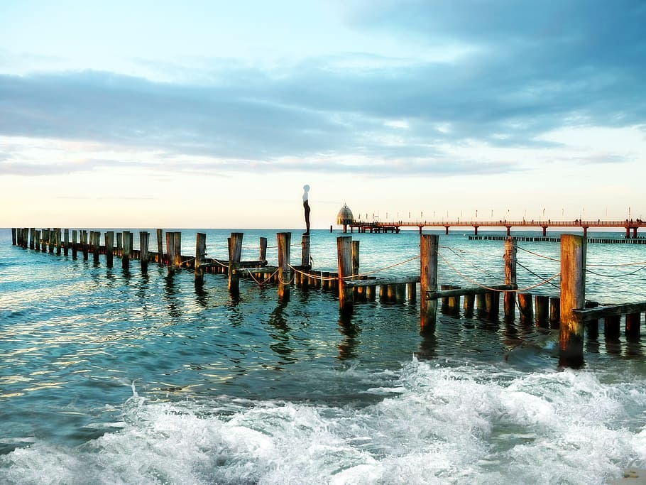 photo of sea dock during daytime, zingst, darß, baltic sea HD wallpaper