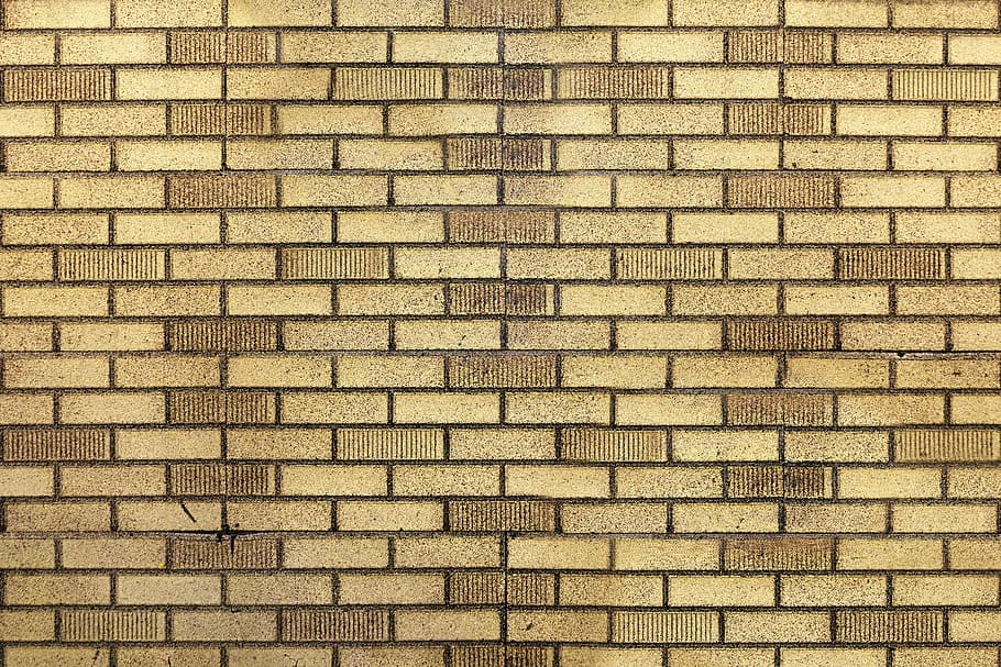 beige brick wall, facade, clinker, tile, background, pattern, HD wallpaper