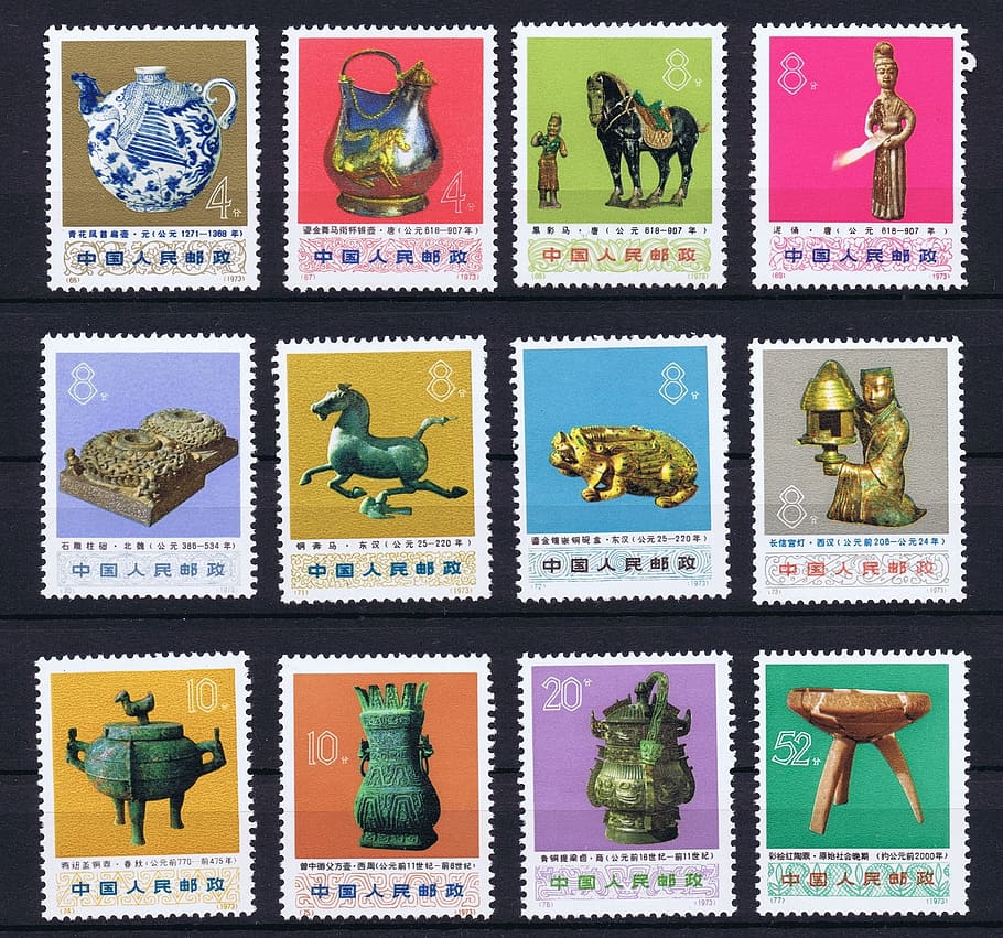 assorted-denomination postage stamp lot, postage stamps, china, HD wallpaper