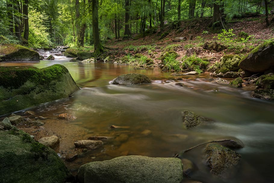 river during day time, long exposure, landscape, waters, flow HD wallpaper