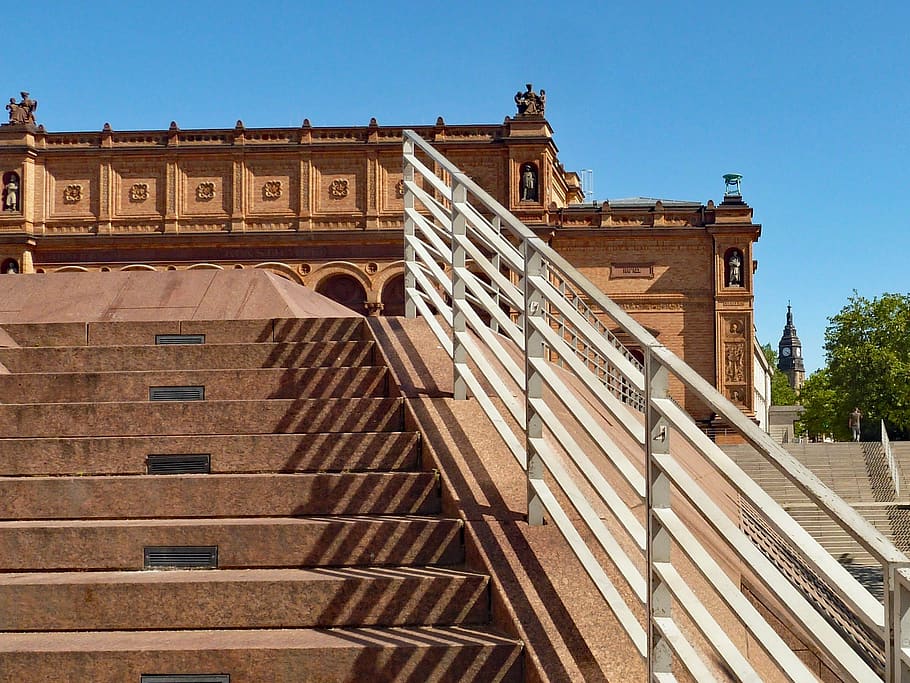 kunsthalle, hamburg, stairs, railing, architecture, built structure, HD wallpaper