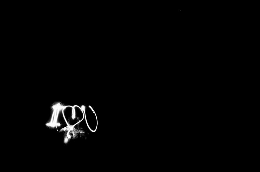 silver i Love You text on black background, dark, light, white HD wallpaper