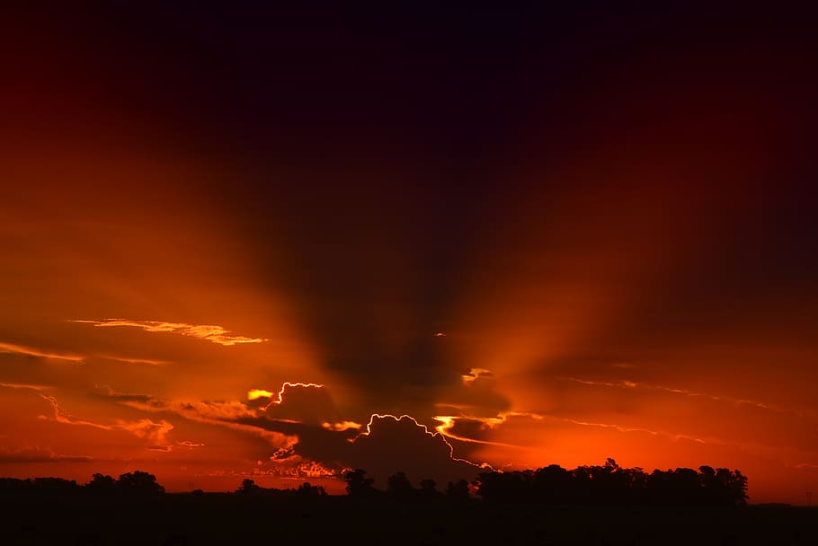 sunset, nature, sky, cloud - sky, environment, silhouette, beauty in nature HD wallpaper