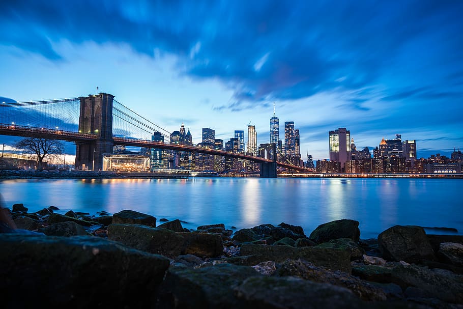 photography of full-suspension bridge during daytime, Brooklyn Bridge, New York HD wallpaper
