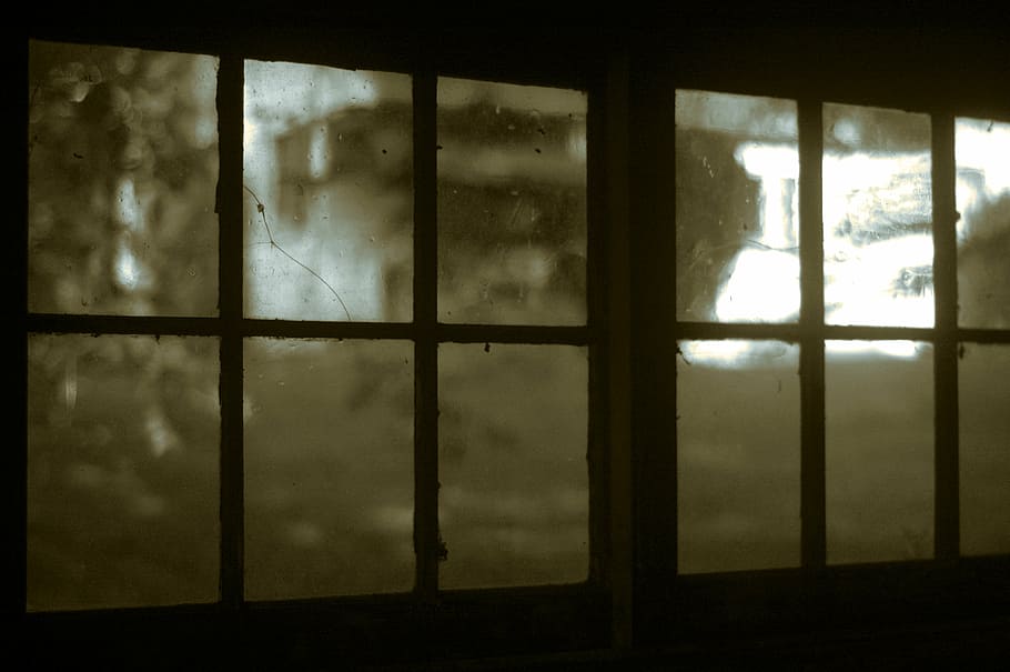 closed windowpane, glass, windows, old, crack, dark, sepia, vintage, HD wallpaper