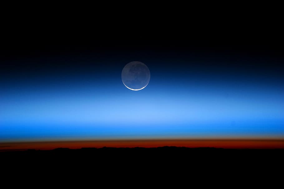 full moon, horizon, atmosphere, space, sky, skyscape, earth HD wallpaper