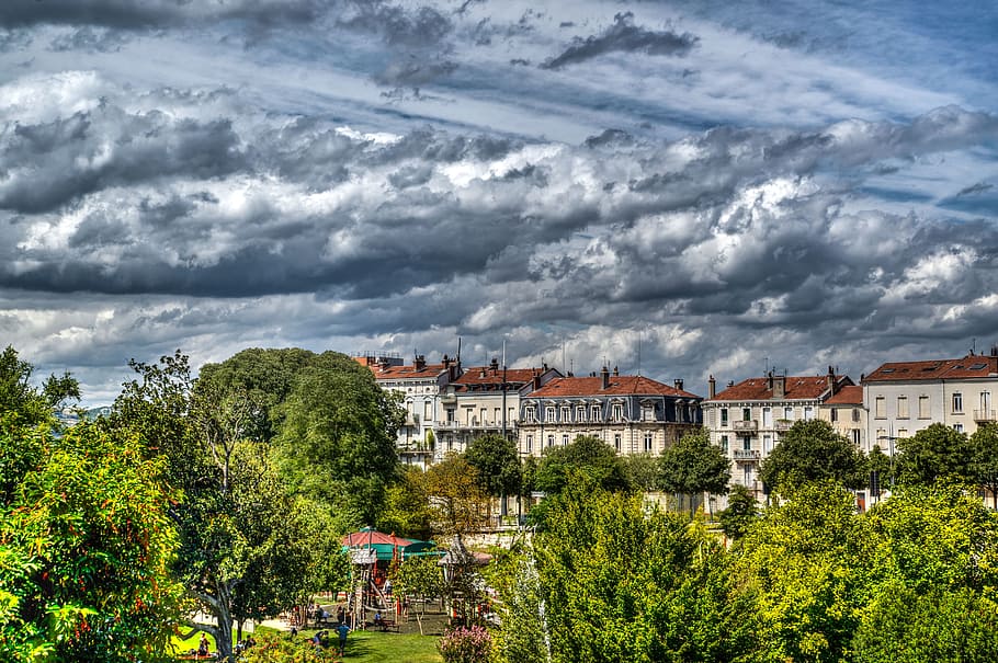 HDR Photography of Concrete Buildings, architecture, clouds, cloudscape HD wallpaper