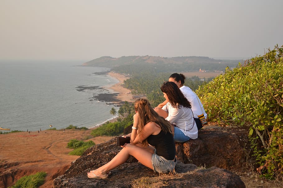 woman wearing black top, Goa, Summer, Vacation, Nature, Ocean