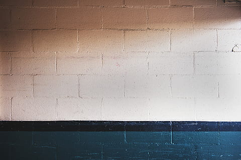 white and teal brick wall, gray concrete wall, wallpaper, background HD wallpaper