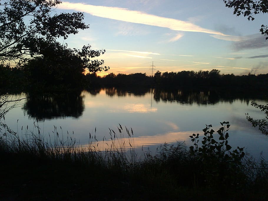 water, clouds, mood, forest, nature, twilight, lake, evening HD wallpaper