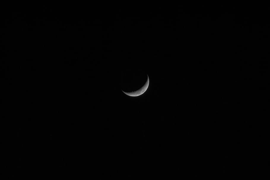 half moon, black, crescent, dark, night, space, sky, astronomy HD wallpaper