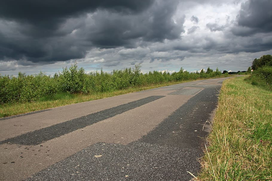 mood, clouds, sky, atmosphere, dramatic, weather mood, road HD wallpaper