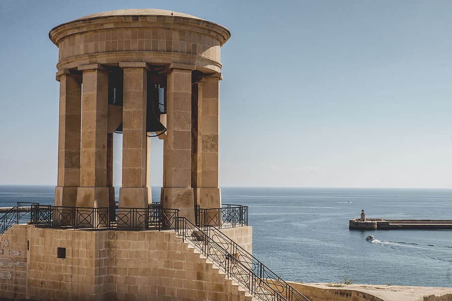 stairs, sea, landscape, nature, ancient, architecture, daylight HD wallpaper