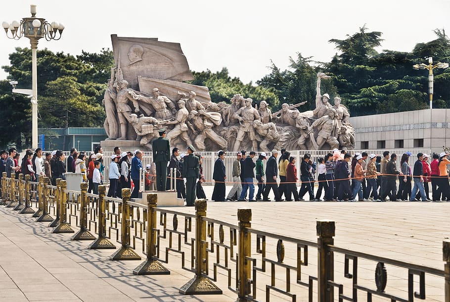 Pekin, Beijing, Tiananmen, waiting line, china, travel Locations, HD wallpaper