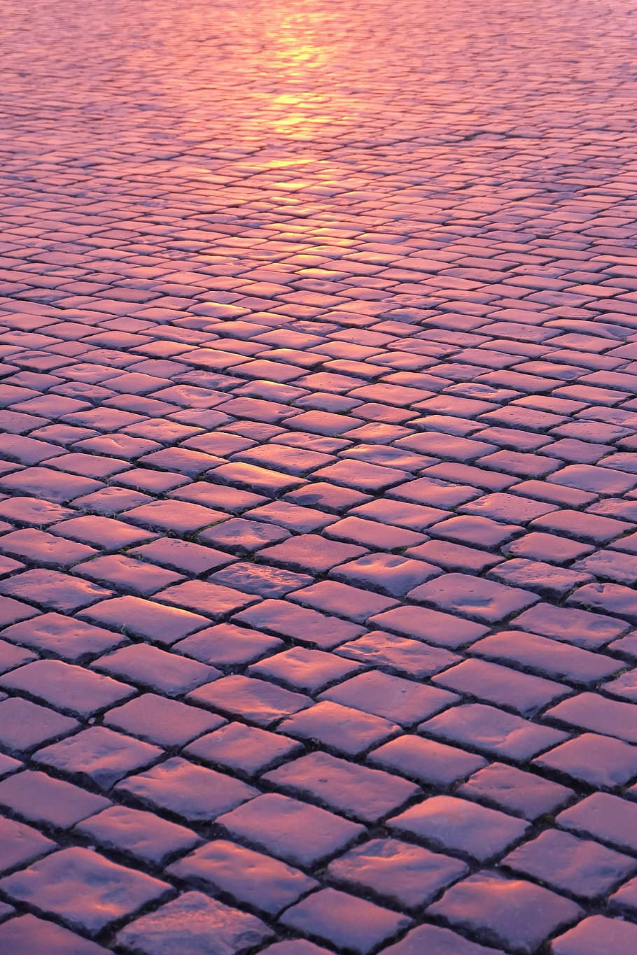 gray pavement blocks, sunset, bridge, street, architecture HD wallpaper