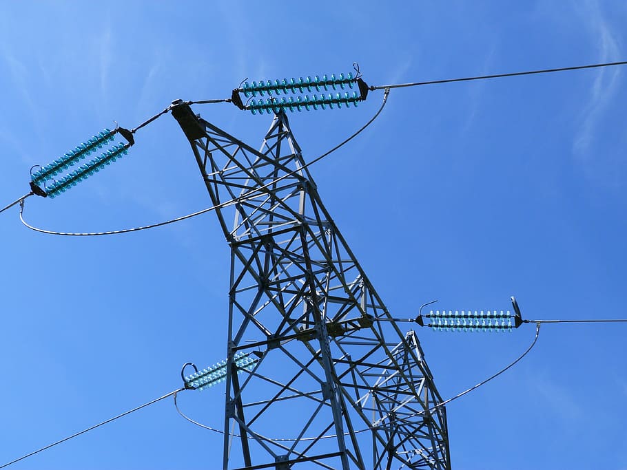 pylon, electric, high voltage, support, cable, insulator, network HD wallpaper