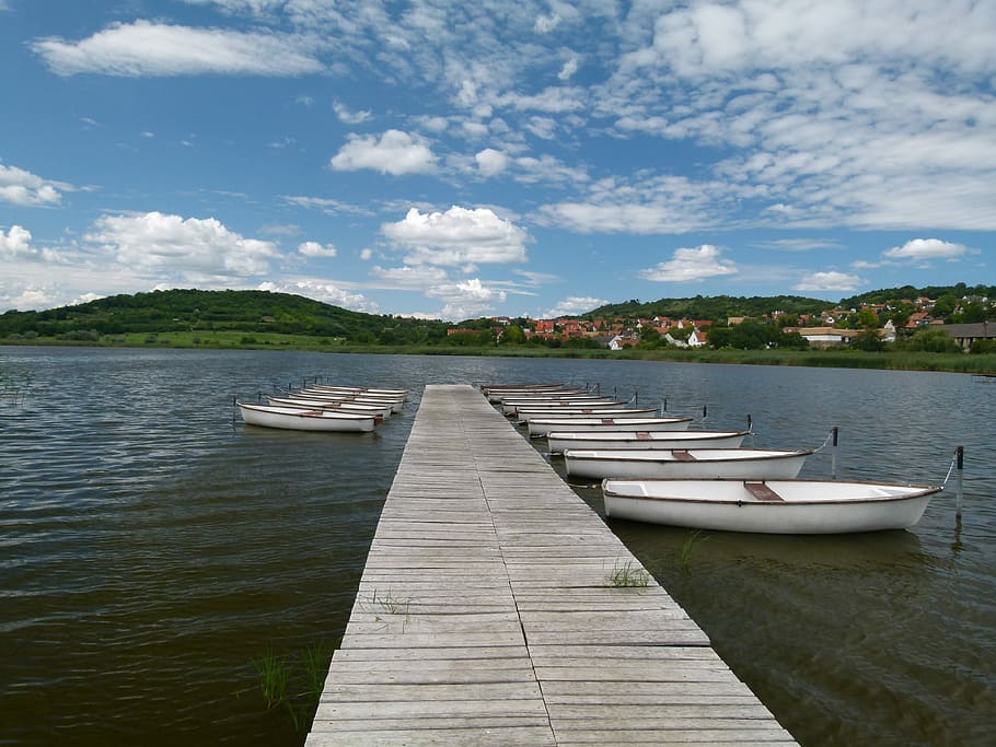 Tihany, Lake, Cloud, Plot, Sky, water, cloud - sky, pier, day HD wallpaper