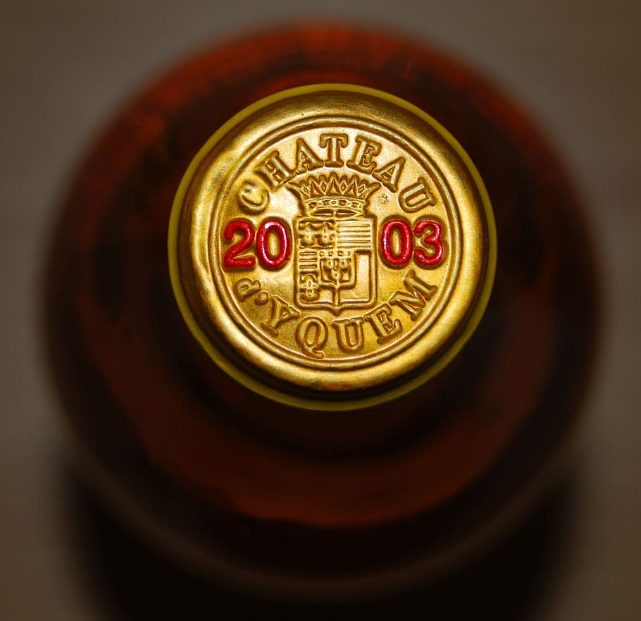 wine, bottle, yquem, 2003, exclusive, sauternes, indoors, gold colored HD wallpaper