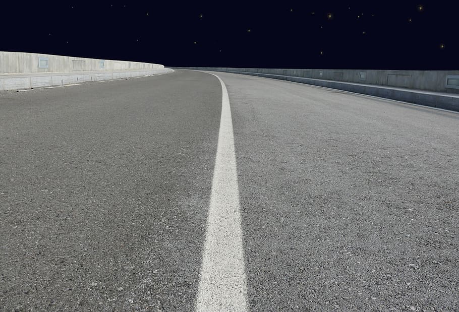 way, highway, night, empty, line, celebrities, light, forward HD wallpaper