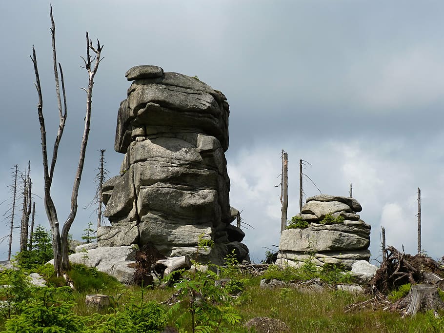 trojmezi, guilds, bavaria, austria, skala, pamatka, top, stone, HD wallpaper