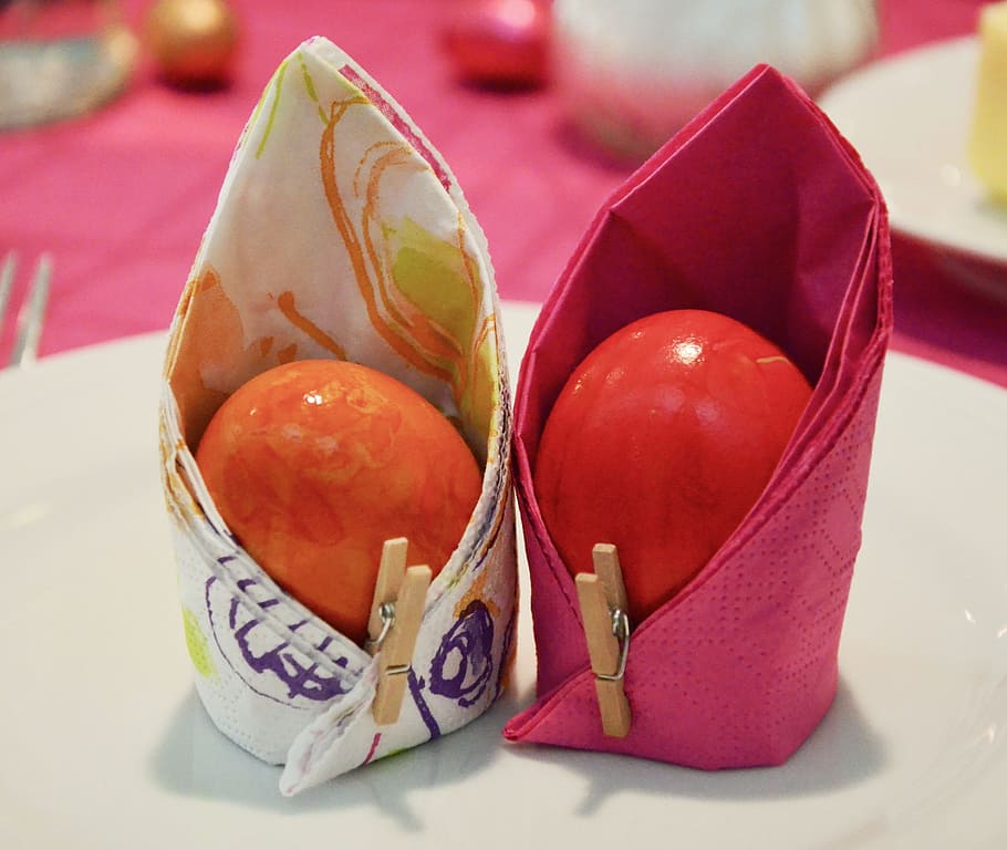 two napkins on surface, easter, easter eggs, easter decoration HD wallpaper