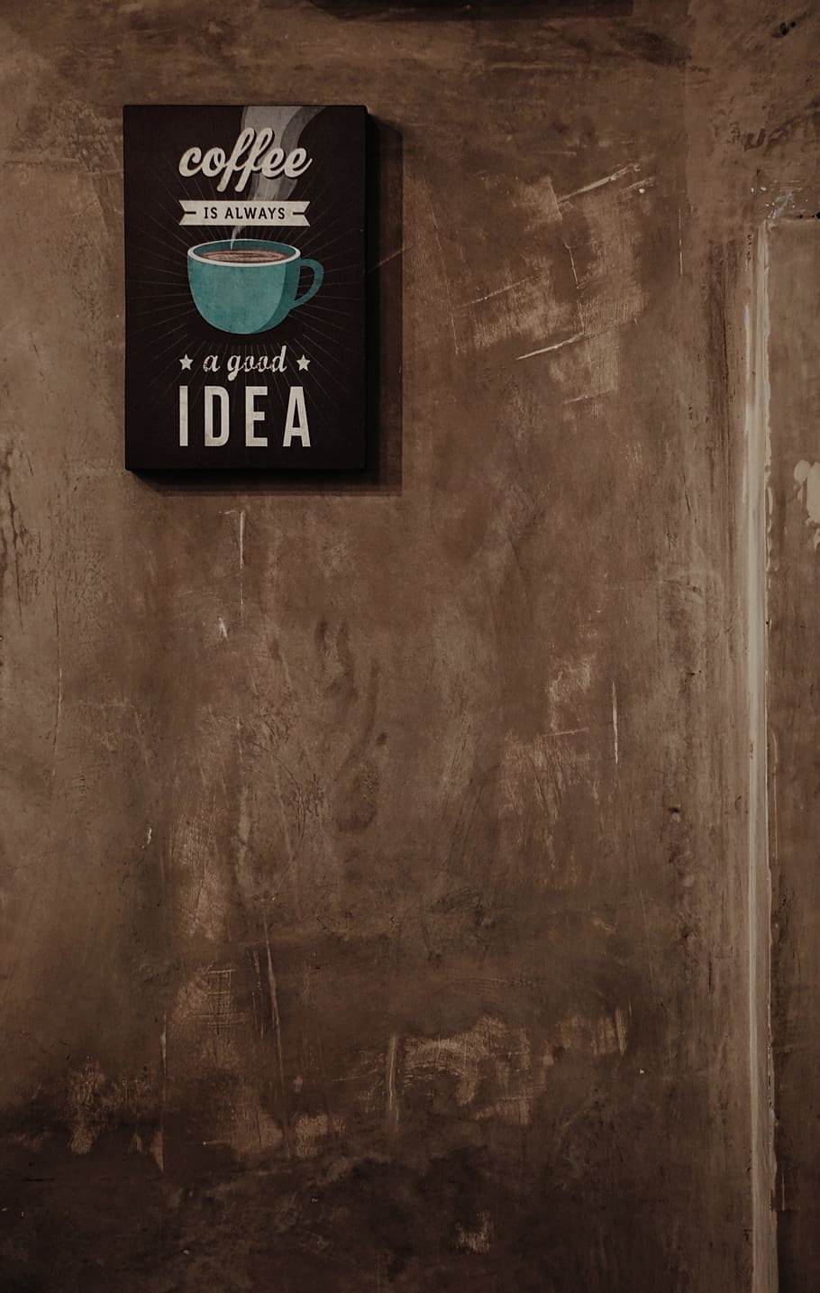Coffee Is Always a Good Idea Wall Decor, art, coffee shop, dark, HD wallpaper