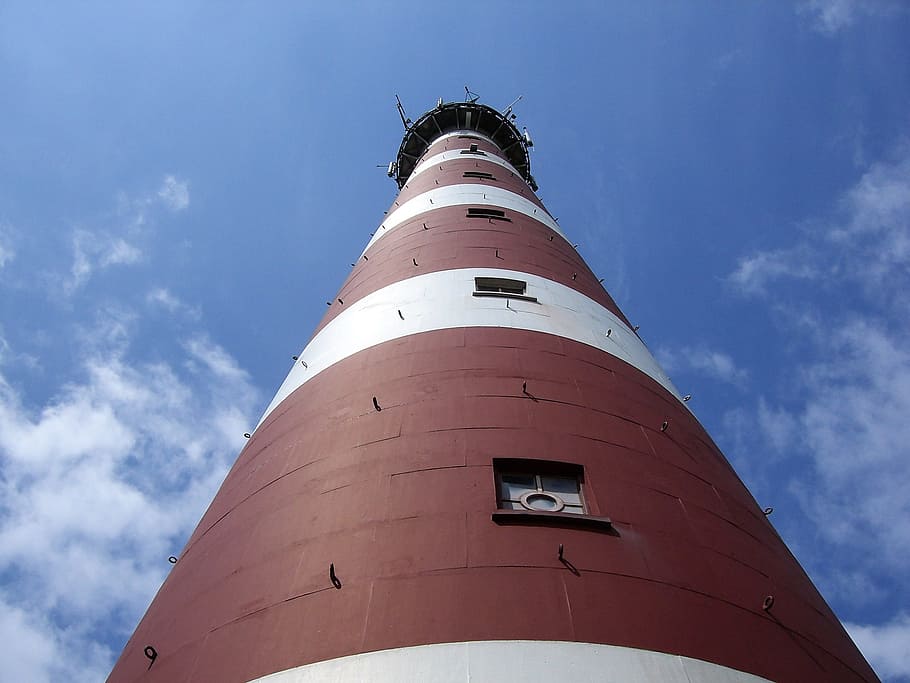 building, lighthouse, safely, coast guard, red, white, tower HD wallpaper