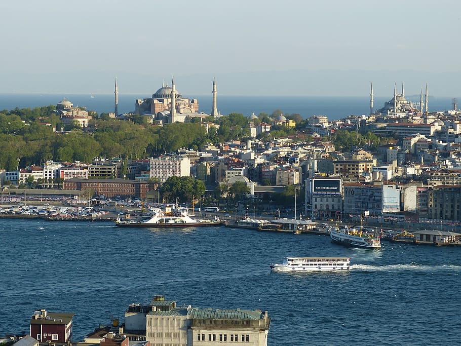 aerial view of city beside body of water, istanbul, turkey, bosphorus, HD wallpaper