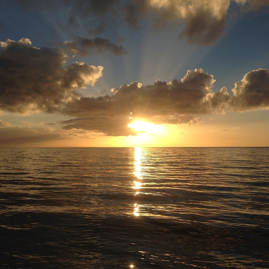 ocean, calm, peace, clouds, sky, water, nature, sunshine, sunlight HD wallpaper