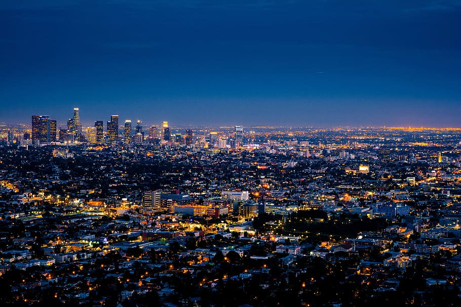 Night Lights in Los Angeles, California and cityscape, photo, HD wallpaper