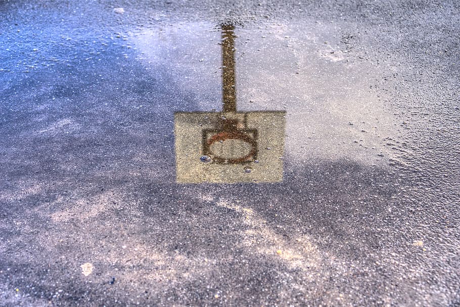 basketball hoop, puddle, mirroring, reflection, sport, play, HD wallpaper