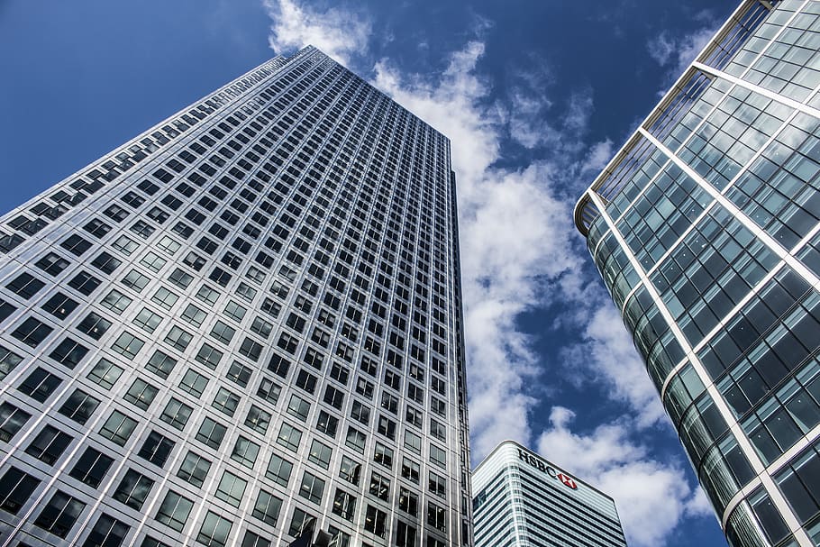 buildings, architecture, windows, blue, sky, clouds, city, urban HD wallpaper