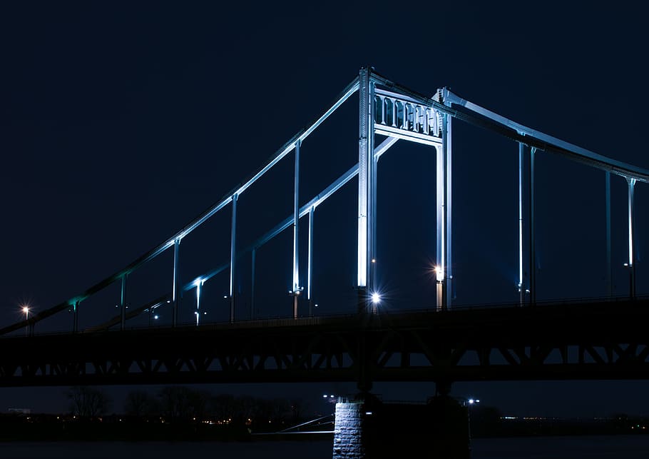 Bridge, Night, Lighting, bridge - man made structure, illuminated HD wallpaper