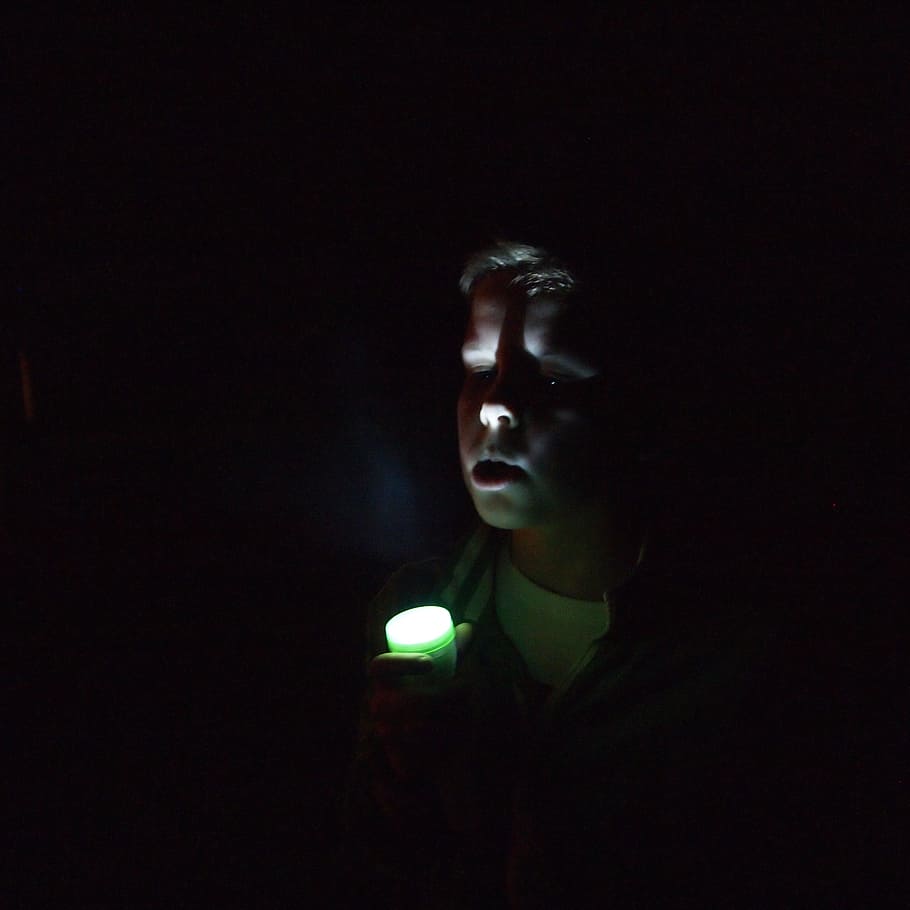 boy, dark, night, flashlight, breath, cloud, one person, young adult HD wallpaper