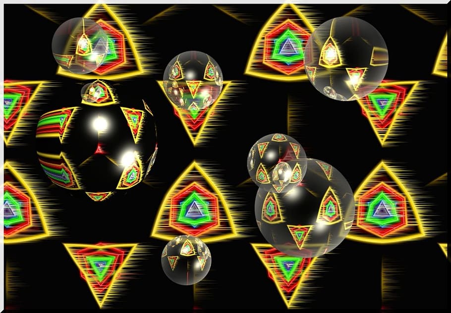 abstract, kaleidoscope, balls, background, multi colored, indoors HD wallpaper