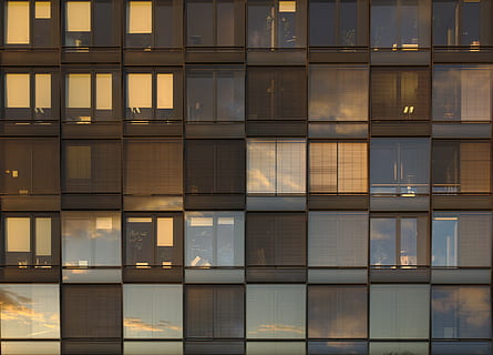 building with glass windows, building window wallpaper, window ledge HD wallpaper