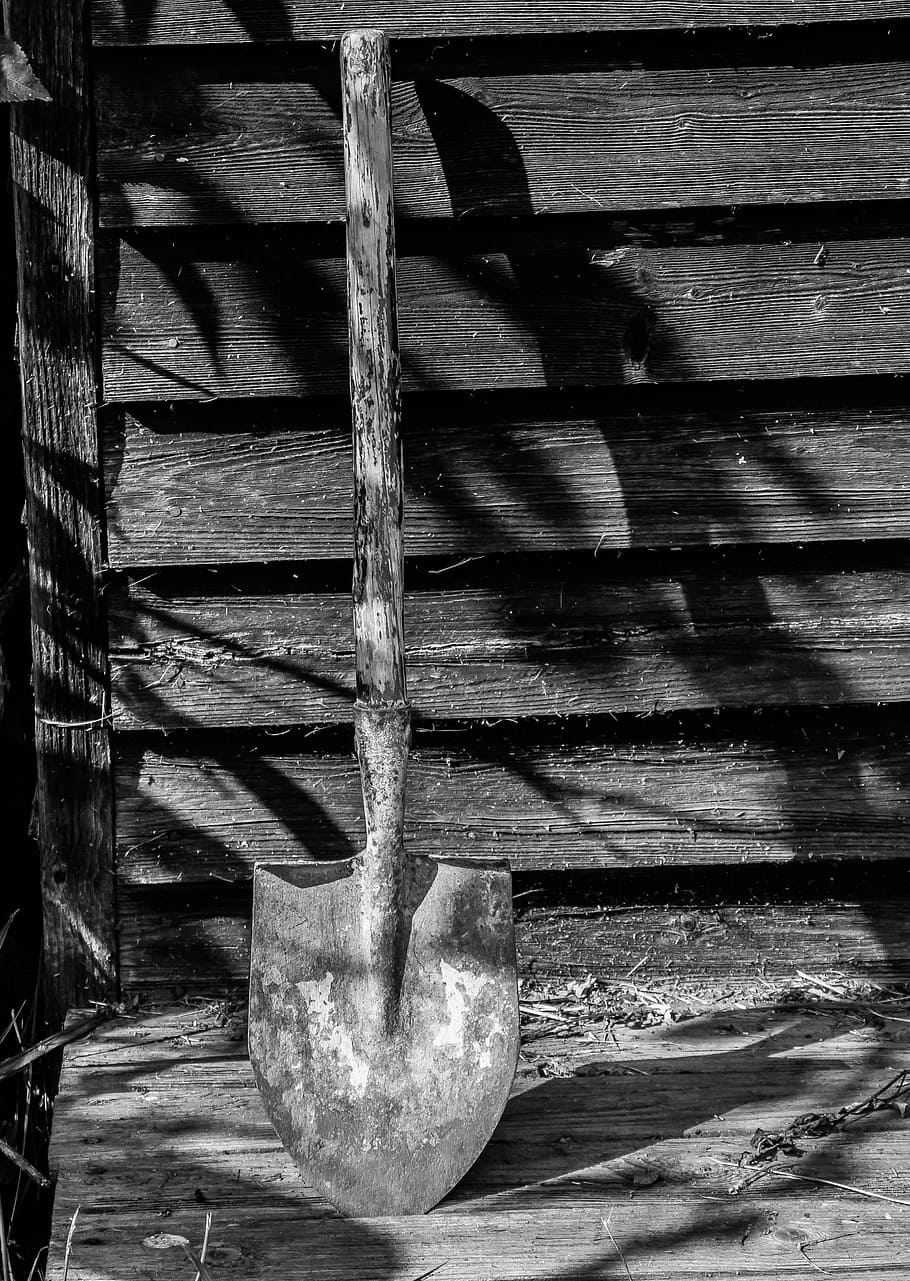 Old, Shovel, Dig, Garden, Wall, rusty, summer, wood - material HD wallpaper