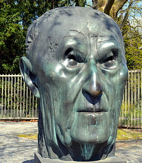 gray and green head statue, sculpture, bust, imposing, konrad adenauer HD wallpaper