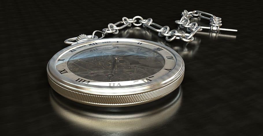 silver-colored pocket watch, clock, movement, dial, wind up HD wallpaper