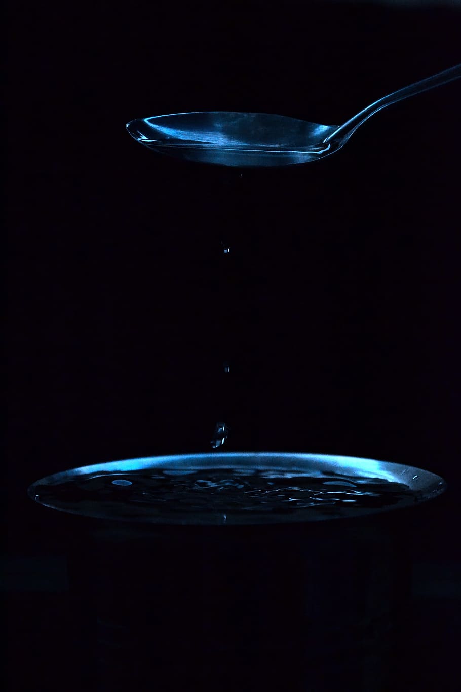 Water, Drops, Dark, Black, water drops, spoon, ze, sri lanka HD wallpaper