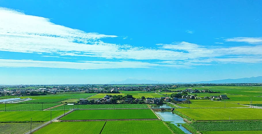 saga plain, japan, sky, flat, landscape, environment, scenics - nature HD wallpaper