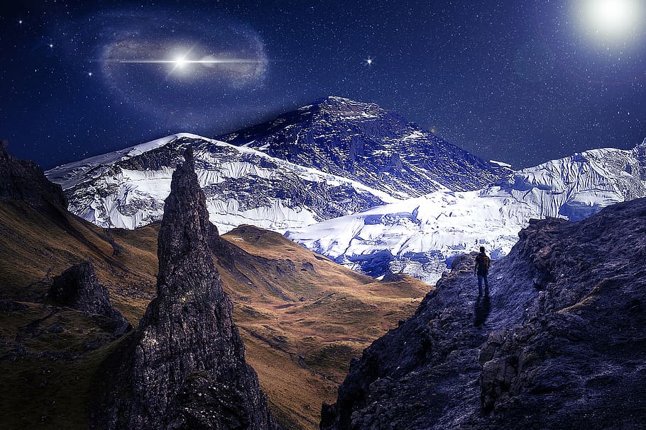 landscape photography of mountains, space, nature, sky, adventure HD wallpaper